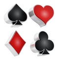 Playing card suits symbols isolated on white background. 3D illustration Royalty Free Stock Photo