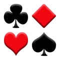 Playing card symbols isolated against white background Royalty Free Stock Photo