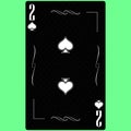 Playing card Two suit of Spades 2, black and white modern design. Standard size poker, poker, casino. 3D render, 3D illustration