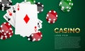 Playing card. Winning poker hand casino chips flying realistic tokens for gambling, Royalty Free Stock Photo