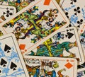Playing cards, based on Russian popular prints. 1 pack, 36 sheets, size 50x80 mm. Published by the Leningrad Combine Color Printin