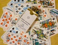 Playing cards, based on Russian popular prints. 1 pack, 36 sheets, size 50x80 mm. Published by the Leningrad Combine Color Printin