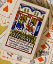 Playing cards, based on Russian popular prints. 1 pack, 36 sheets, size 50x80 mm. Published by the Leningrad Combine Color Printin