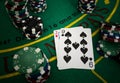Playing cards and chips in a casino. High quality photo Royalty Free Stock Photo