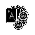 playing cards and chips icon. Element of Casino for mobile concept and web apps icon. Glyph, flat icon for website design and Royalty Free Stock Photo