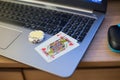 Playing cards chips notebook Royalty Free Stock Photo