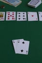 Playing cards and chips.online poker games. two black cards in game in casino