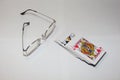 Playing cards close-up with glasses Royalty Free Stock Photo