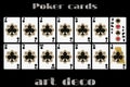 Playing cards club suit. Poker cards in the art deco style. Royalty Free Stock Photo