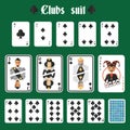 Playing cards clubs set Royalty Free Stock Photo