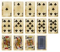 Playing cards of Clubs suit, isolated on white Royalty Free Stock Photo