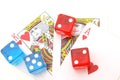 Playing cards and color dices Royalty Free Stock Photo