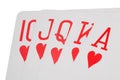 Playing cards of colour of hearts isolated