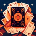 Playing cards with diamonds. Colorful vector illustration in flat style. generative AI Royalty Free Stock Photo