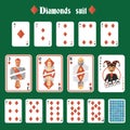 Playing cards diamonds set Royalty Free Stock Photo