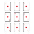 Playing cards diamonds suit vector Royalty Free Stock Photo