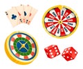 Playing Cards and Dice, Roulette Gambling Games Royalty Free Stock Photo