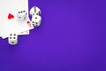 Playing cards and dice on table creative photo. Royalty Free Stock Photo