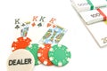 Playing cards, euros and chips Royalty Free Stock Photo