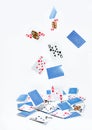 PLaying Cards Falling. Stopped motion. Royalty Free Stock Photo