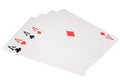 Playing cards four aces isolated on white Royalty Free Stock Photo