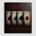 playing cards four aces of four of a kind in poker.