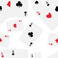 Playing cards with four aces seamless pattern isolated on white background website page and mobile app design Royalty Free Stock Photo