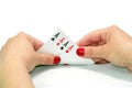 Playing Cards. Poker and aces. White background Royalty Free Stock Photo