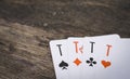 Playing cards four aces on the wooden table Royalty Free Stock Photo