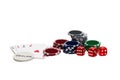 Playing cards and gambling chips Royalty Free Stock Photo