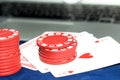 Playing cards and gaming chips Royalty Free Stock Photo