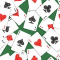 Playing Cards on Green Table Seamless Pattern Royalty Free Stock Photo