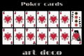 Playing cards heart suit. Poker cards in the art deco style. Royalty Free Stock Photo