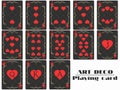 Playing cards heart suit. Poker cards original design art deco style. Vector Royalty Free Stock Photo