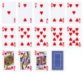 Playing cards of Hearts suit isolated on white