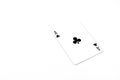 Playing cards horizantal size. ace of clubs on white background, copyspace. luck abstract