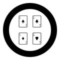 Playing cards icon black color in circle