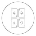 Playing cards icon black color in circle vector illustration isolated