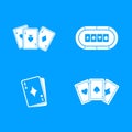 Playing cards icon blue set vector