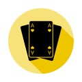 Playing cards icon in long shadow style