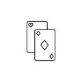 Playing cards icon pair. Minimal poker or blackjack symbol or logo element in thin line style