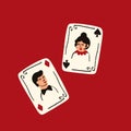 Playing cards with Jack and Queen of Spades. illustration in modern trendy style Royalty Free Stock Photo