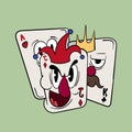 Playing Cards King and Joker. Vintage toons: funny character, vector illustration trendy classic retro