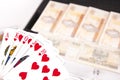 Playing cards and money Royalty Free Stock Photo