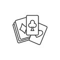 Playing cards olor line icon. Pictogram for web page, mobile app, promo. Royalty Free Stock Photo