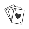 Playing Cards Outline Flat Icon on White