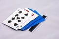 Playing cards and plastic card isolate Royalty Free Stock Photo