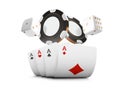 Playing cards, poker chips and dice fly casino on white background. Poker casino vector illustration. Online casino game Royalty Free Stock Photo