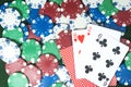 Playing cards Poker chips Loose Royalty Free Stock Photo