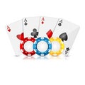 Playing cards and poker chips